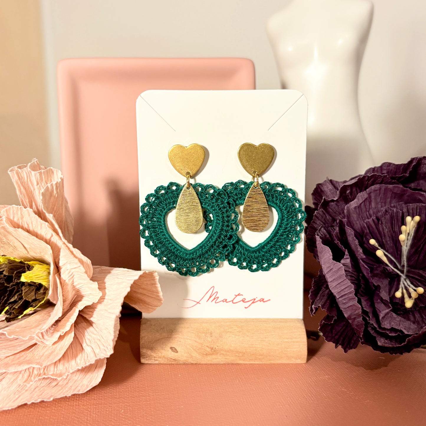 Evergreen Heart Earrings πβ¨