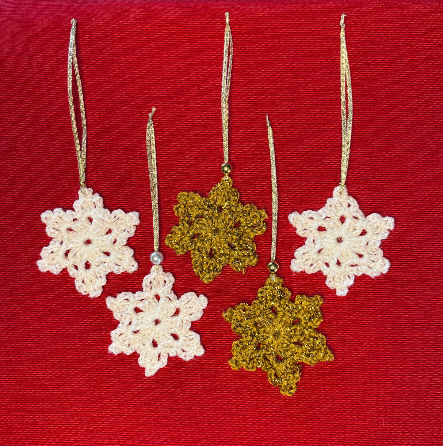 Bundle of 5 Snowflake Ornaments (White and Gold)