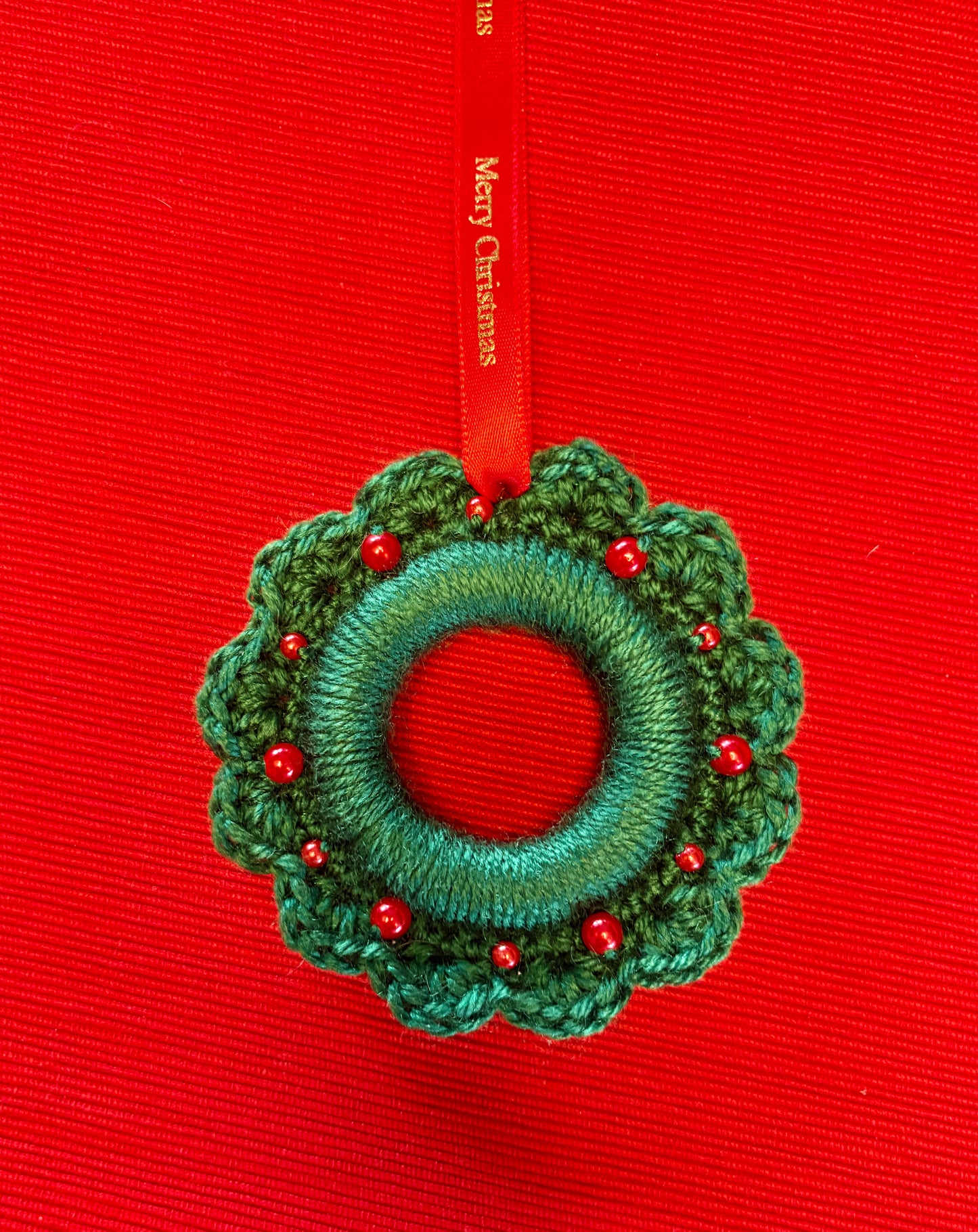 Crocheted Christmas Wreath Ornament