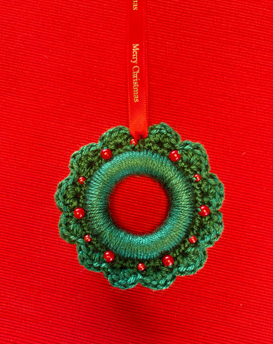 Crocheted Christmas Wreath Ornament